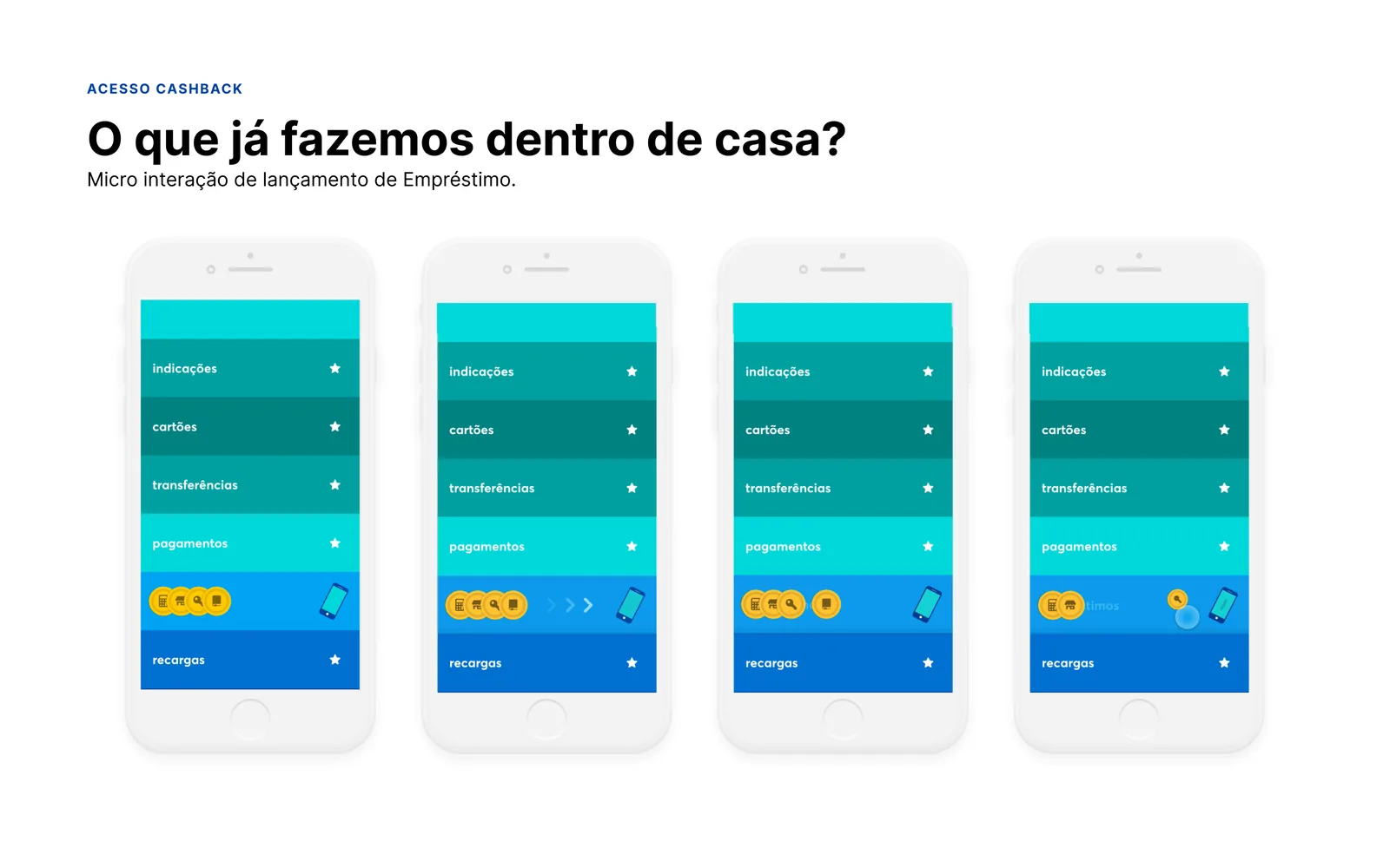 Micro-interação criada anteriormente para o lançamento do empréstimo