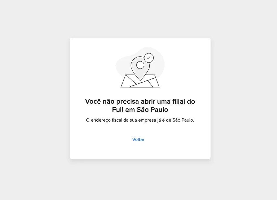 Tela de bloqueio: você não precisa abrir uma filial do Full em São Paulo, o endereço fiscal da sua empresa já é de São Paulo