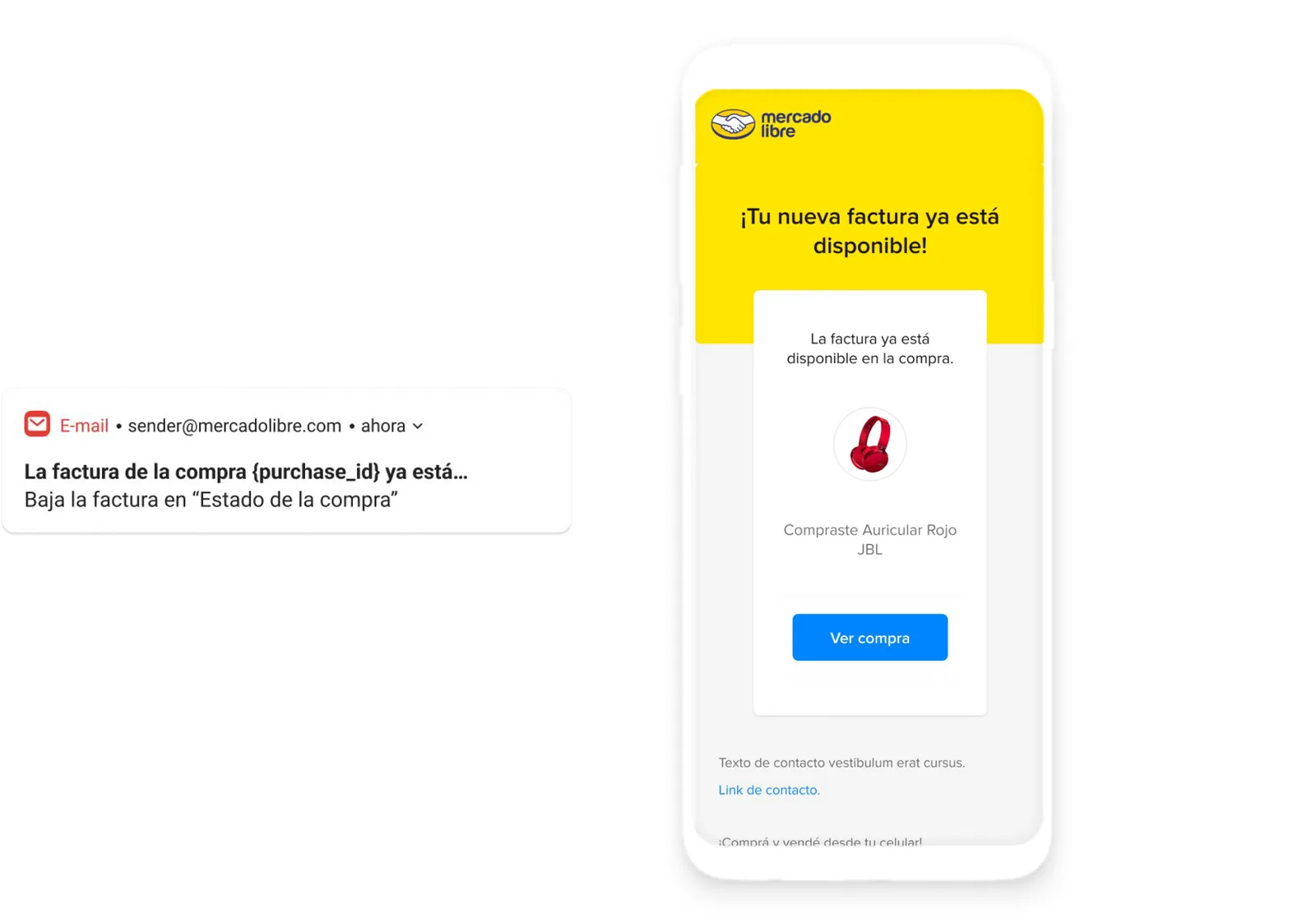 Detalhes da compra com a nova nota fiscal disponível para download