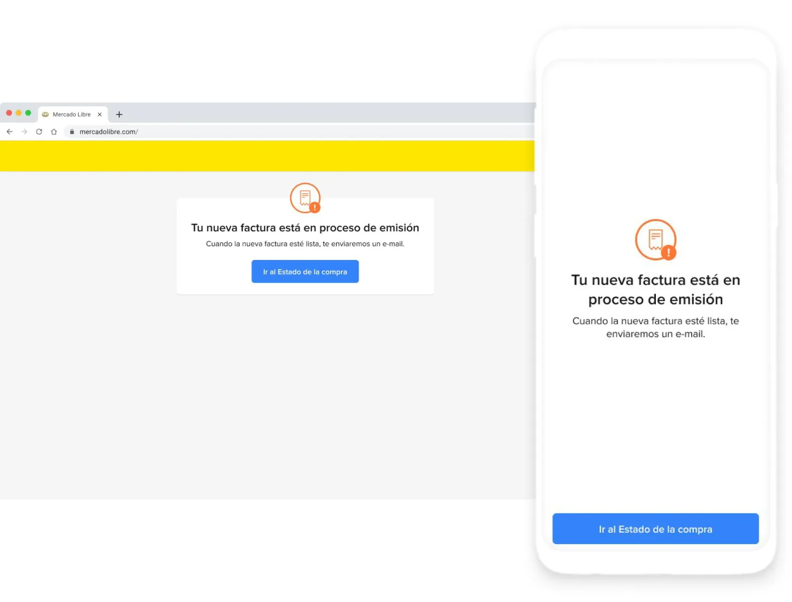 Tela de solicitação enviada, exibida enquanto a emissão é processada